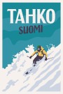 TAHKO, SUOMI , SKIER SHREDDING DOWN THE SLOPE , RETRO POSTER  thumbnail