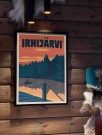  Irnijärvi , suomi, people in boat fishing, RETRO POSTER  thumbnail