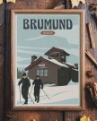 Brumund . brannvakthytta , to skigåere thumbnail