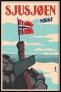 Sjusjøen , snørvillen , retro hytteplakat , skiplakat, hytteposter  thumbnail