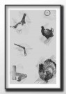 Fuglejakt collage , grå , maleriprint thumbnail