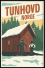 Tunhovd , menn på ski foran bygg thumbnail