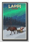 LAPPI, SUOMI, SANTA ON SLEIGH, RETRO POSTER  thumbnail