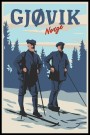 Gjøvik , to menn på ski thumbnail