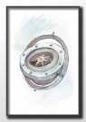 Maritimt kompass , maleriprint , kyst , sommerplakat  thumbnail