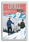 Lifjell, 3 skigåere ser utover fjellheimen  thumbnail