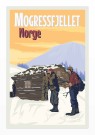 Mogressfjellet , to menn foran laftet hytte  thumbnail