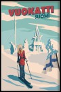 VUOKATTI, SUOMI, ON TOP OF THE SLOPES, RETRO POSTER  thumbnail