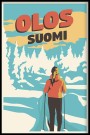 OLOS, SUOMI , SKIER IN THE FORREST, RETRO POSTER   thumbnail