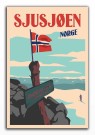 Sjusjøen , snørvillen , retro hytteplakat , skiplakat, hytteposter  thumbnail