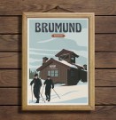 Brumund . brannvakthytta , to skigåere thumbnail