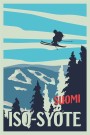 ISO_SYOTE , SUOMI , SKIER JUMPING IN FRON OF SLOPES, RETRO POSTER    thumbnail