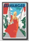 Stavanger , gamle Stavanger / Straen , dame i rød kjole  thumbnail