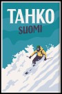 TAHKO, SUOMI , SKIER SHREDDING DOWN THE SLOPE , RETRO POSTER  thumbnail