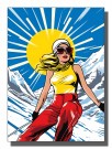 pop art ,kvinne i gul singlett på ski  thumbnail