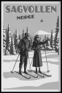 Sagvollen , retro skiplakat. Par på ski  thumbnail