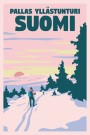 PALLAS YLLASTUNTURI, SUOMI , SKIERS IN THE FORREST , RETRO POSTER  thumbnail