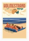 Holmestrand, 4 personer på hver sin oppblåsbare madrass, liggende på stranden thumbnail