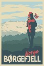 Børgefjell , turgåer med flagg i sekken, Hyttekopp thumbnail