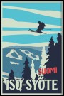 ISO_SYOTE , SUOMI , SKIER JUMPING IN FRON OF SLOPES, RETRO POSTER    thumbnail
