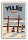 YLLAS, SKIERS AND KID ON A SWING, RETRO POSTER  thumbnail