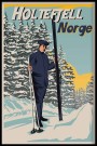 Holtefjell, mann med gamle ski , i lløypa.  thumbnail