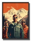 retro , tre menn under oransje himmel , teal jakke i front   thumbnail