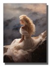 BLOND KVINNE PÅ FJELLKNAUSEN I SNØVÆRET   thumbnail