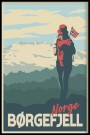 Børgefjell , turgåer med flagg i sekken thumbnail