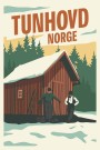 Tunhovd , menn på ski foran bygg, Hyttekopp thumbnail