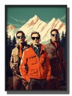 tre menn , grønn himmrl , hvit brune fjell, rød jakke foran   thumbnail