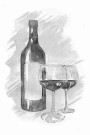 Flaske og to stettglass, maleriprint  thumbnail