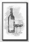 Flaske og to stettglass, maleriprint  thumbnail