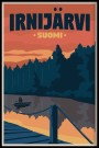  Irnijärvi , suomi, people in boat fishing, RETRO POSTER  thumbnail