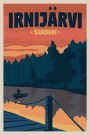  Irnijärvi , suomi, people in boat fishing, RETRO POSTER  thumbnail