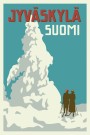 JYVASKYLA , SUOMI , SKIERS NEXT TO SNOW COVERED TREE, RETRO POSTER  thumbnail