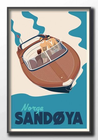 Sandøya , par i retrobåt