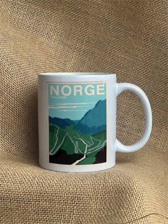 Trollstigen , retro, grønn og blå, Hyttekopp