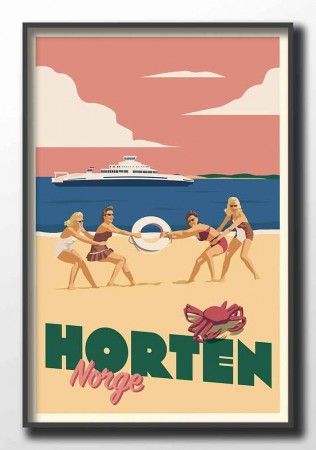 Horten, fire damer på stranden