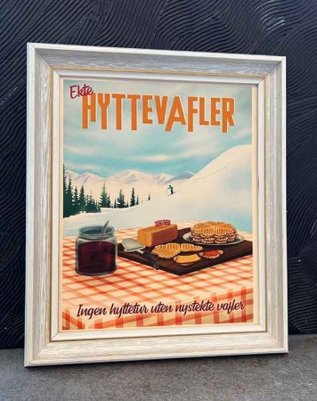 Vintage ramme , 41x49 cm , lerret på blindramme, Ekte hyttevafler 