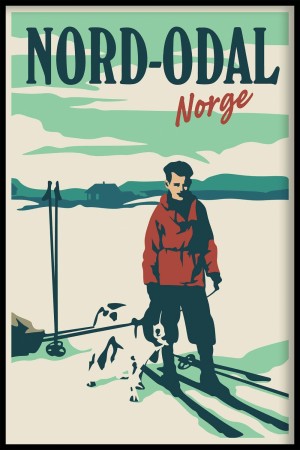 Nord-odal , mann på ski og hund