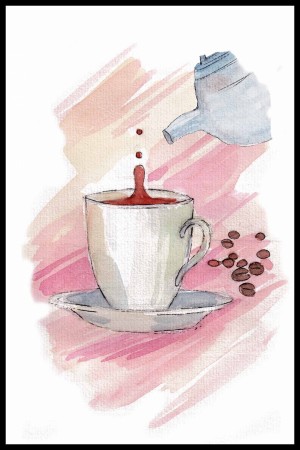 Kaffekopp og kanne , maleriprint