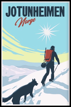 Jotunheimen mann på ski med hund