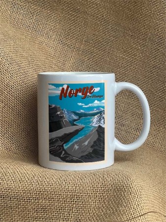 Trolltunga, norge  retro , blåtoner, Hyttekopp