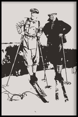 To menn på ski, tegnet poster