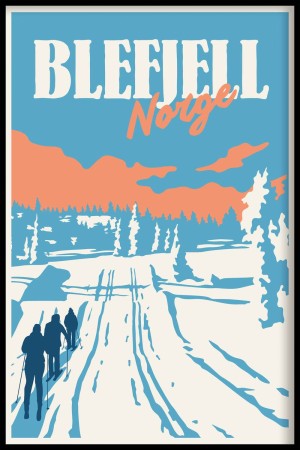 Blefjell , skitur , blå og oransje himmel 