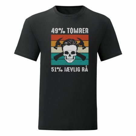 49% TØMRER 51% JÆVLIG RÅ, T SKJORTE , SVART