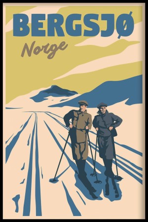 Bergsjø , to menn på ski i løypa 