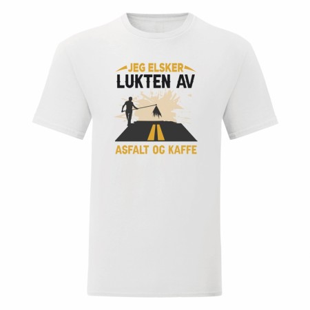 JEG ELSKER LUKTEN AV ASFALT OG KAFFE , T SKJORTE , SVART / HVIT 