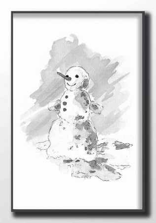 snømann, maleriprint